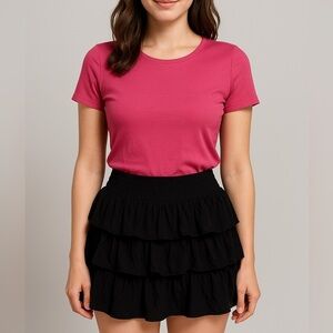 Black Ruffled Mini Skirt